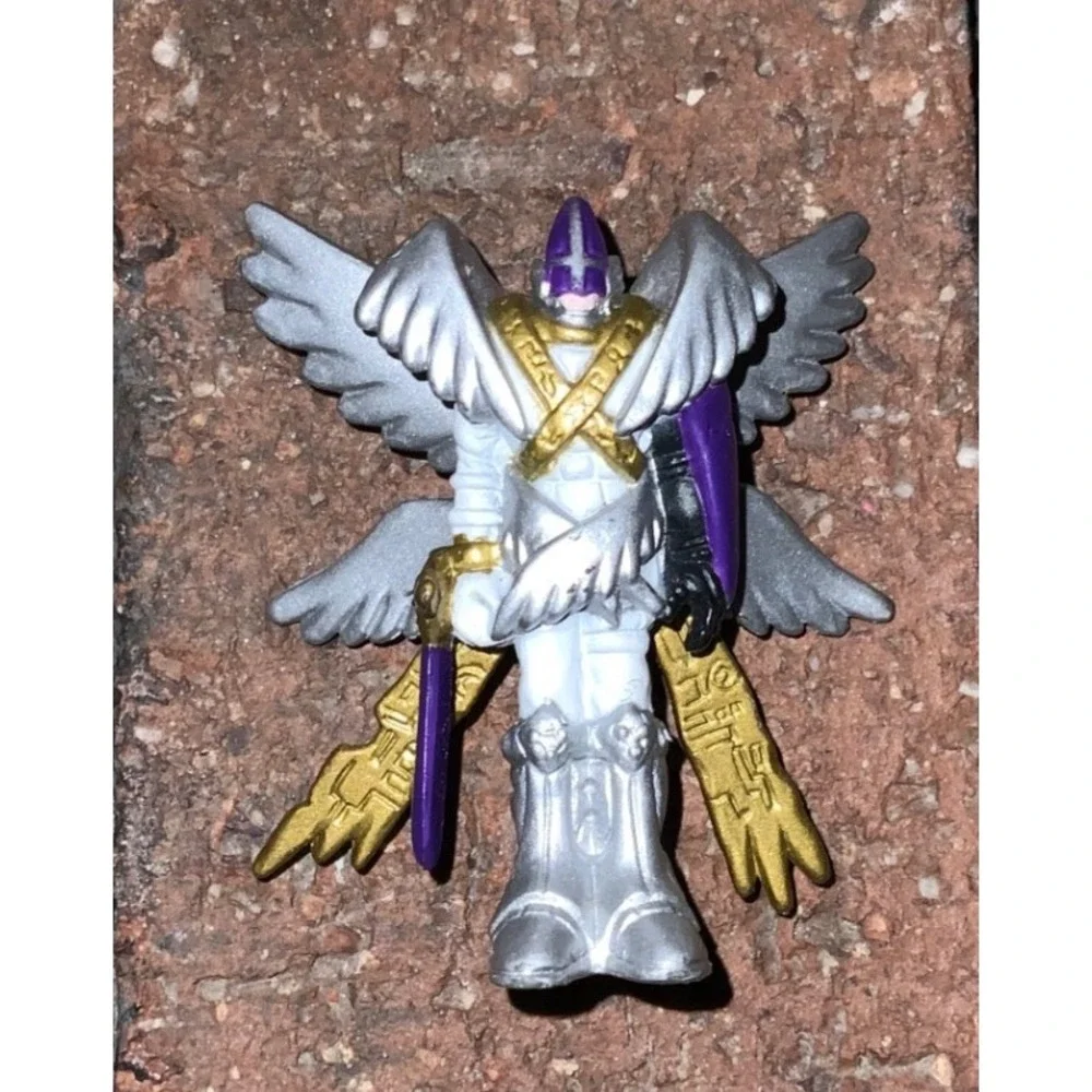 Bandai Digimon Angemon Mini Figure Vintage Silver Gold Winged Angel Toy 2 inch